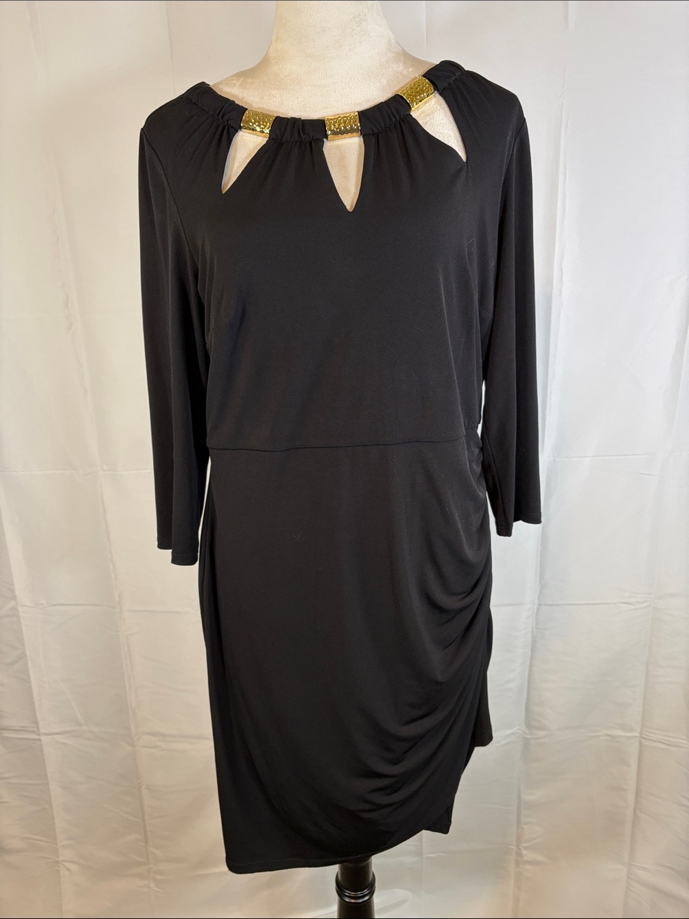 Thalia Sodi Black Dress with Gold Accent Neckline